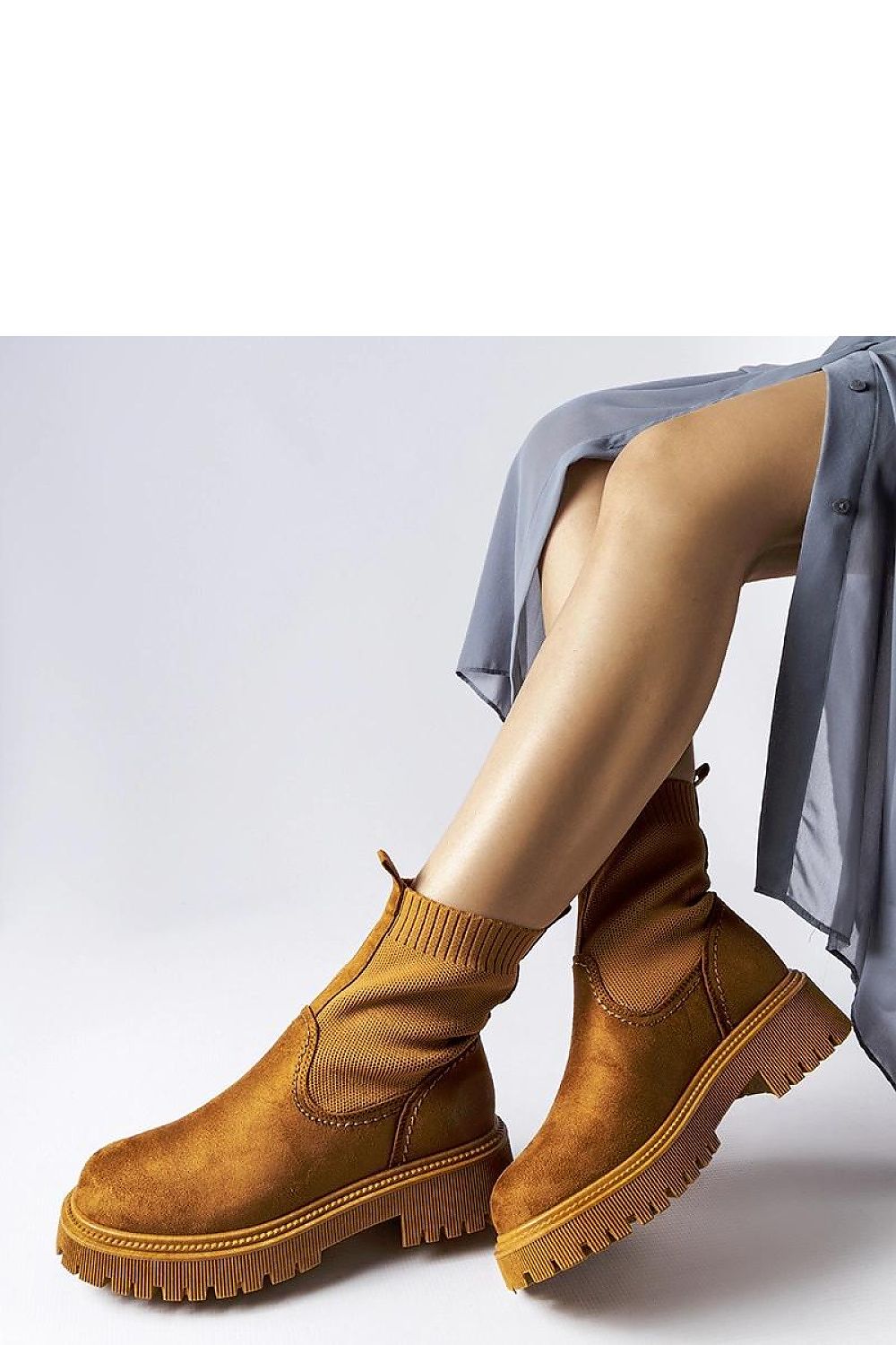   Brązowe botki eko-zamsz Big Star MM274541 - Solea 