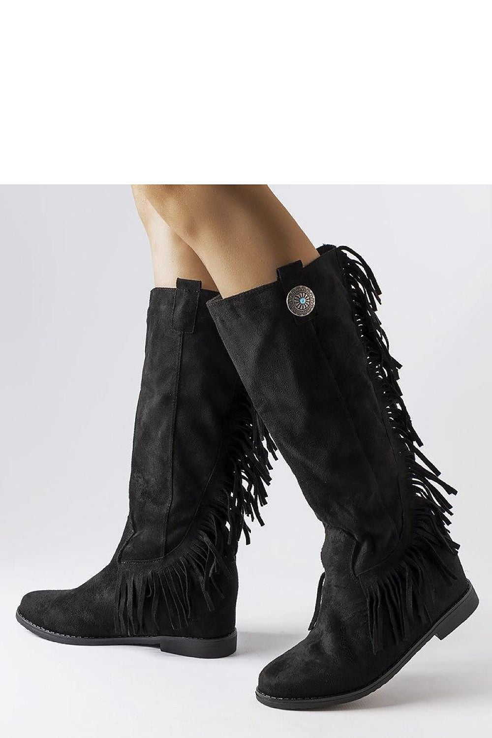   Czarne kozaki na krytej koturnie Lecore - Solea 