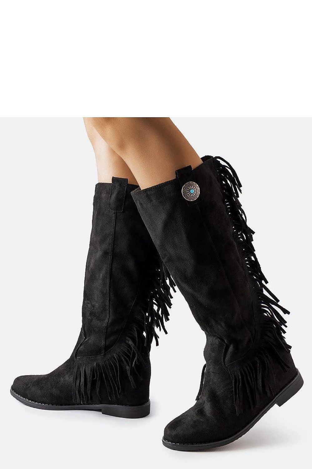   Czarne kozaki na krytej koturnie Lecore - Solea 