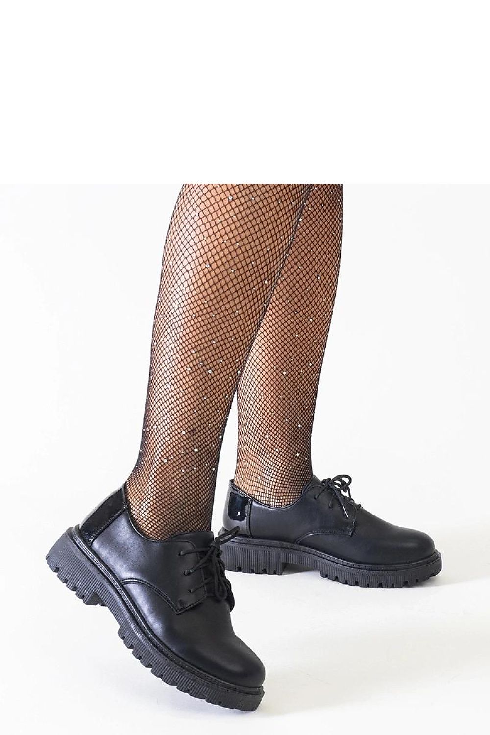   Czarne casualowe sznurowane półbuty z eko-skóry Kalila - Solea 