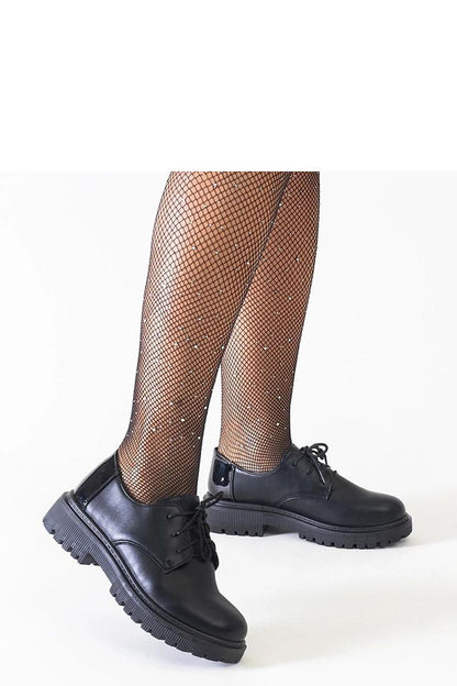   Czarne casualowe sznurowane półbuty z eko-skóry Kalila - Solea 