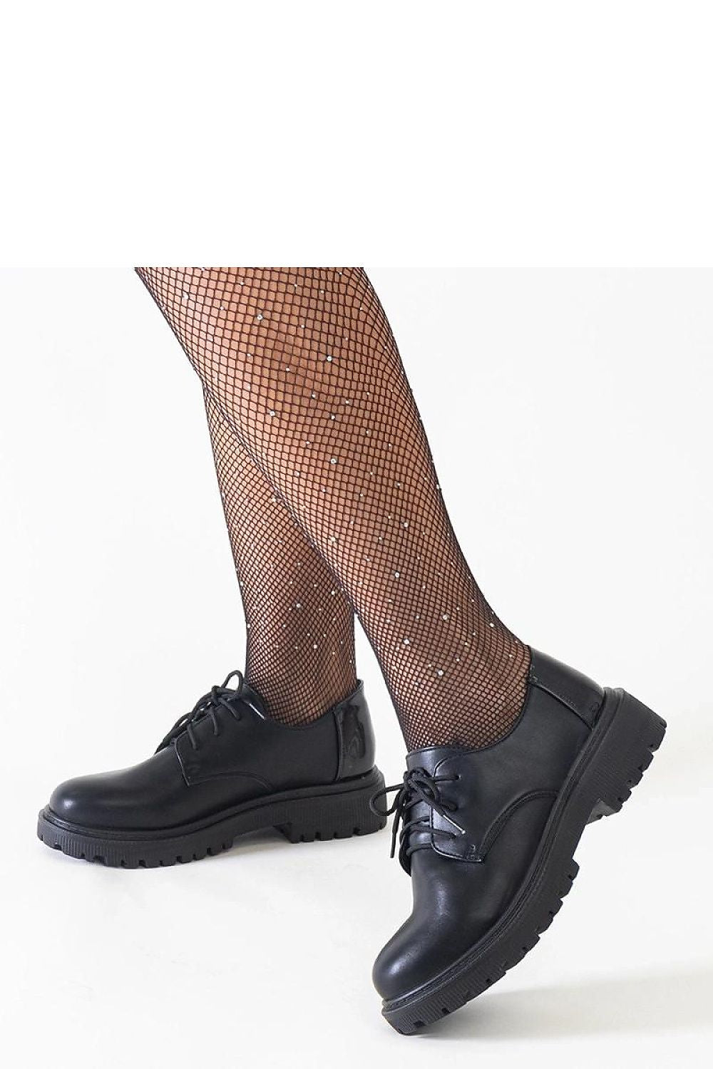   Czarne casualowe sznurowane półbuty z eko-skóry Kalila - Solea 