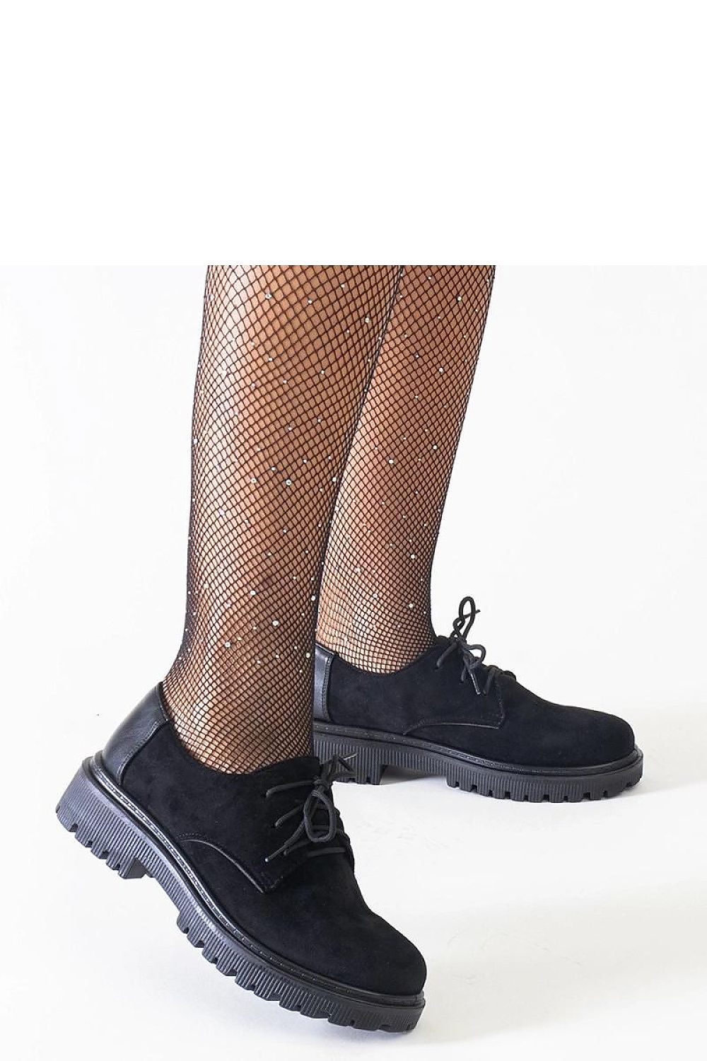   Czarne casualowe sznurowane półbuty z eko-zamszu Kalila - Solea 