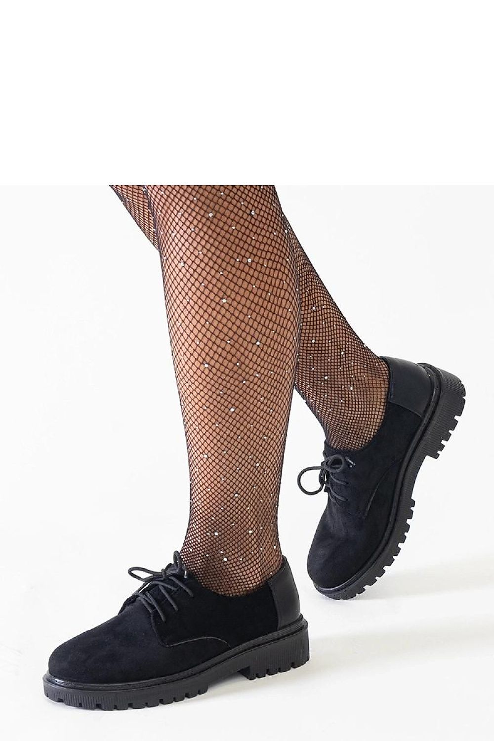   Czarne casualowe sznurowane półbuty z eko-zamszu Kalila - Solea 