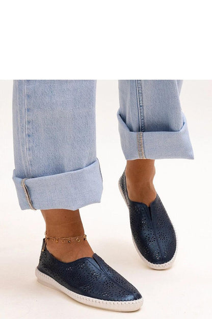   Granatowe skórzane ażurowe półbuty Bernice - Solea 