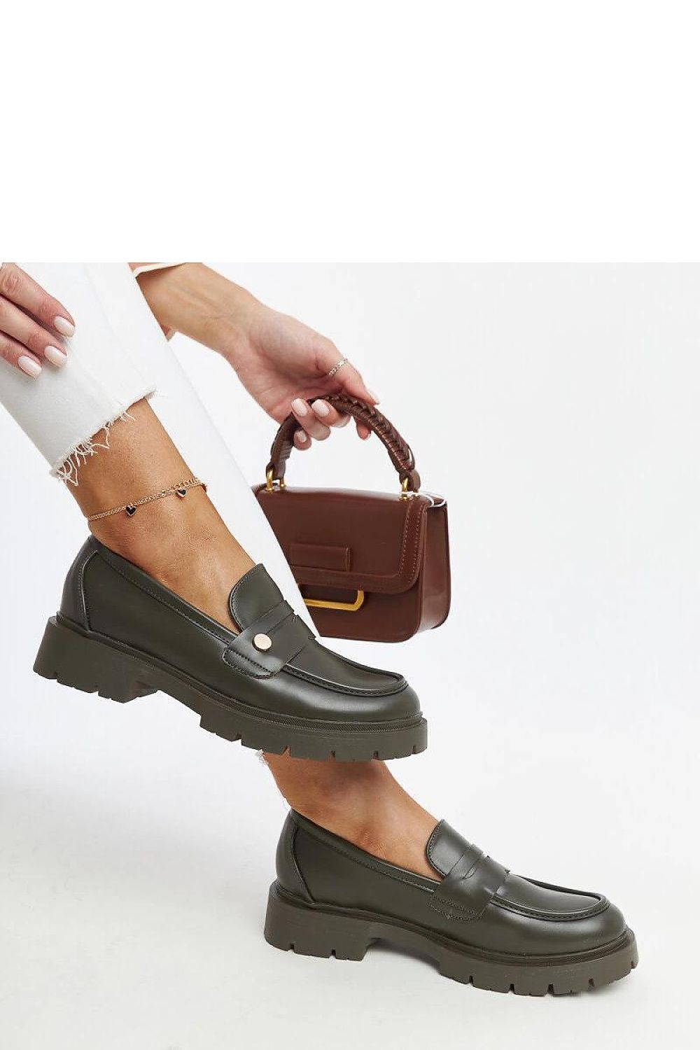   Ciemnozielone mokasyny Eko skórzane Mladenka - Solea 