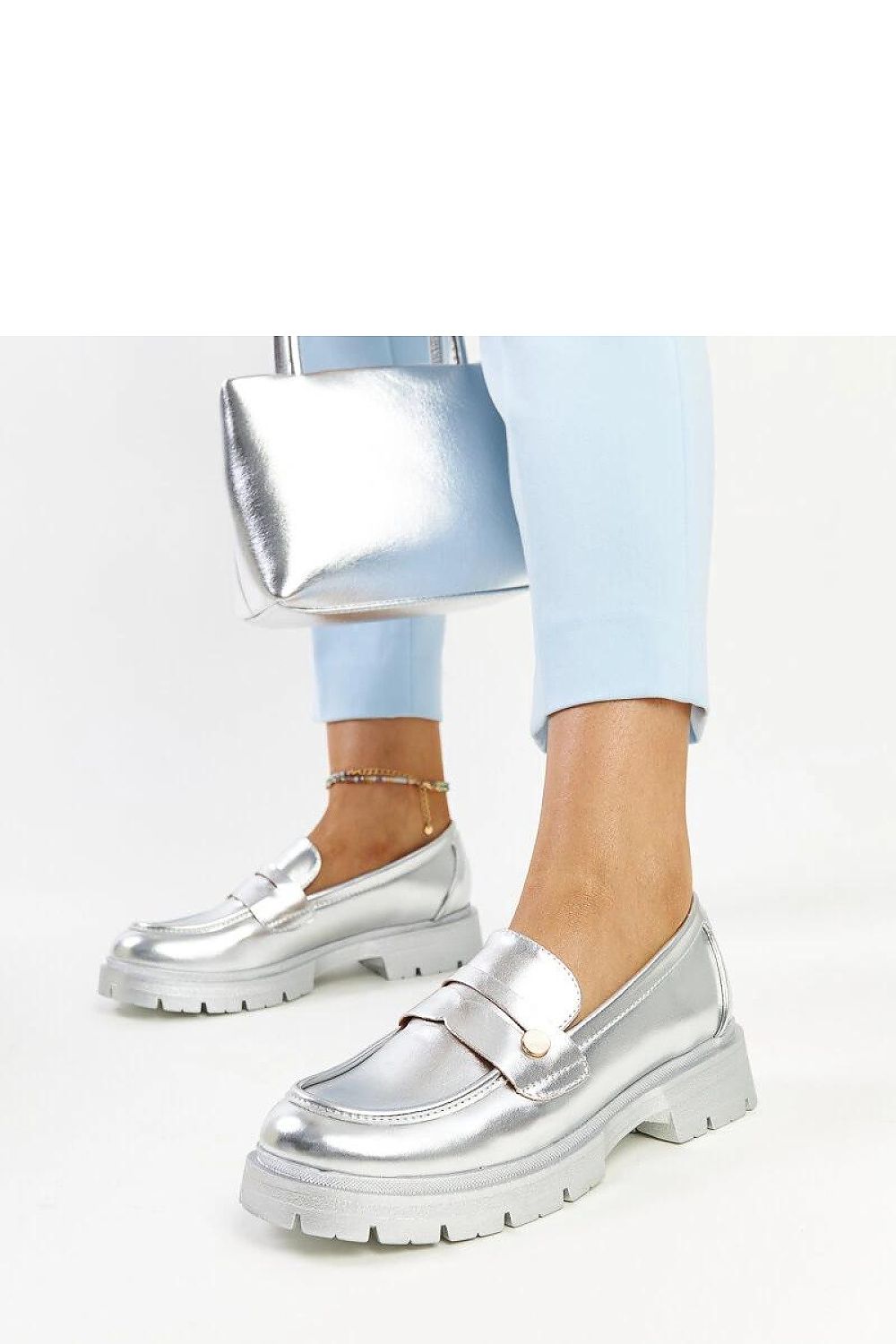   Srebrne mokasyny Eko skórzane Mladenka - Solea 