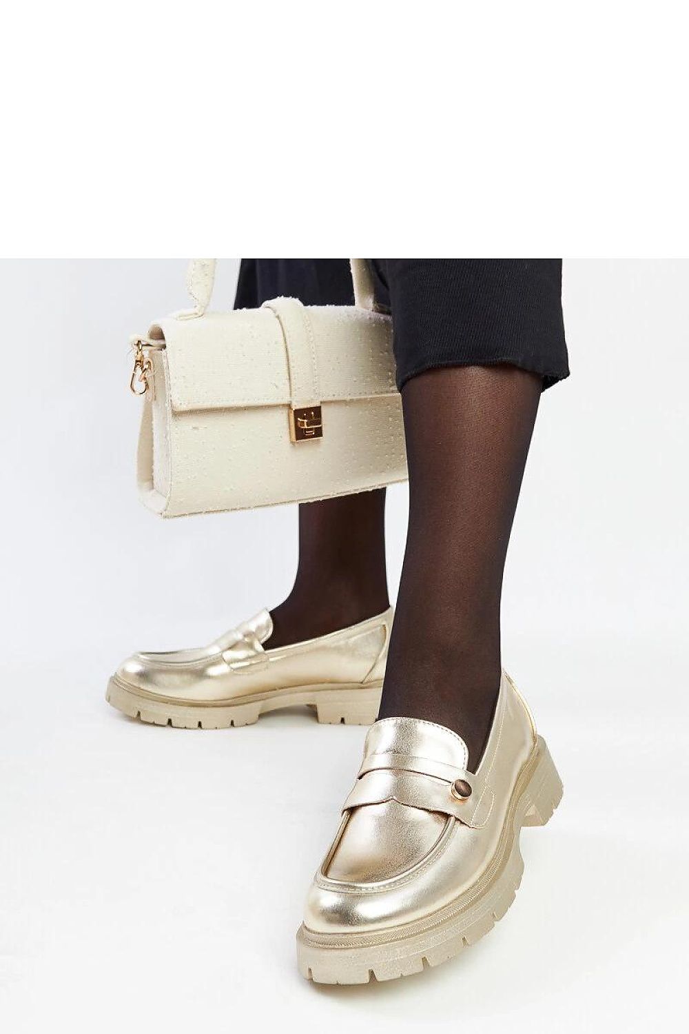   Złote mokasyny Eko skórzane Mladenka - Solea 