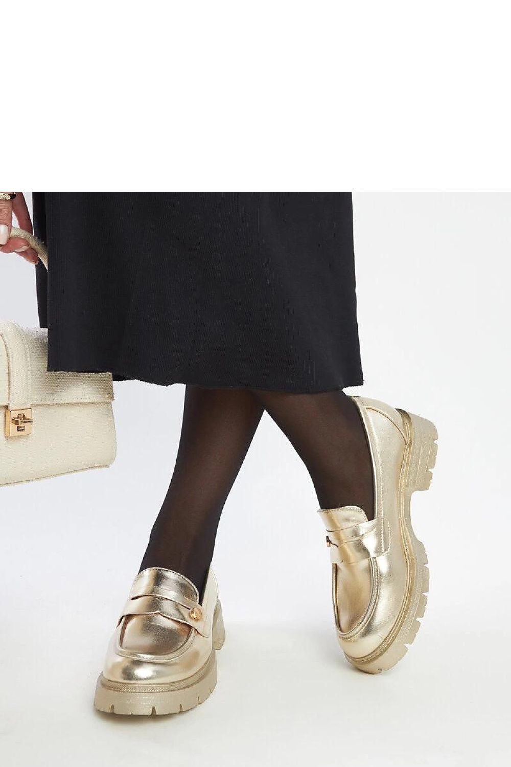   Złote mokasyny Eko skórzane Mladenka - Solea 