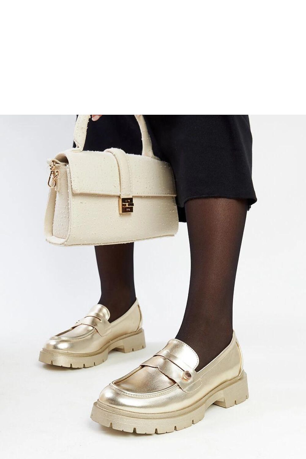   Złote mokasyny Eko skórzane Mladenka - Solea 