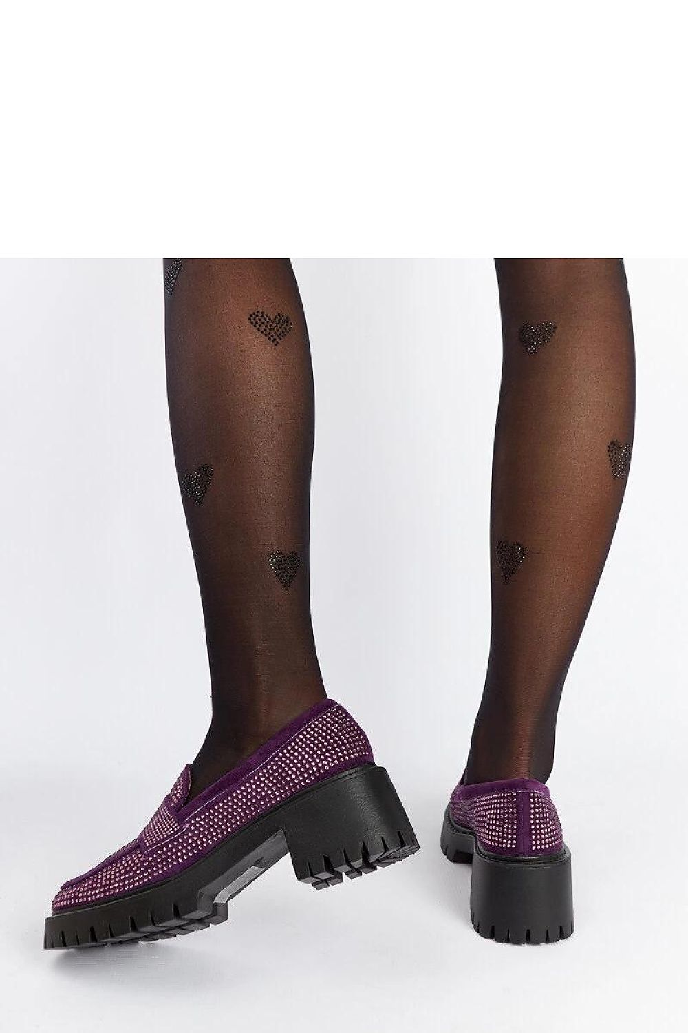   Fioletowe mokasyny na masywnym słupku Parent - Solea 