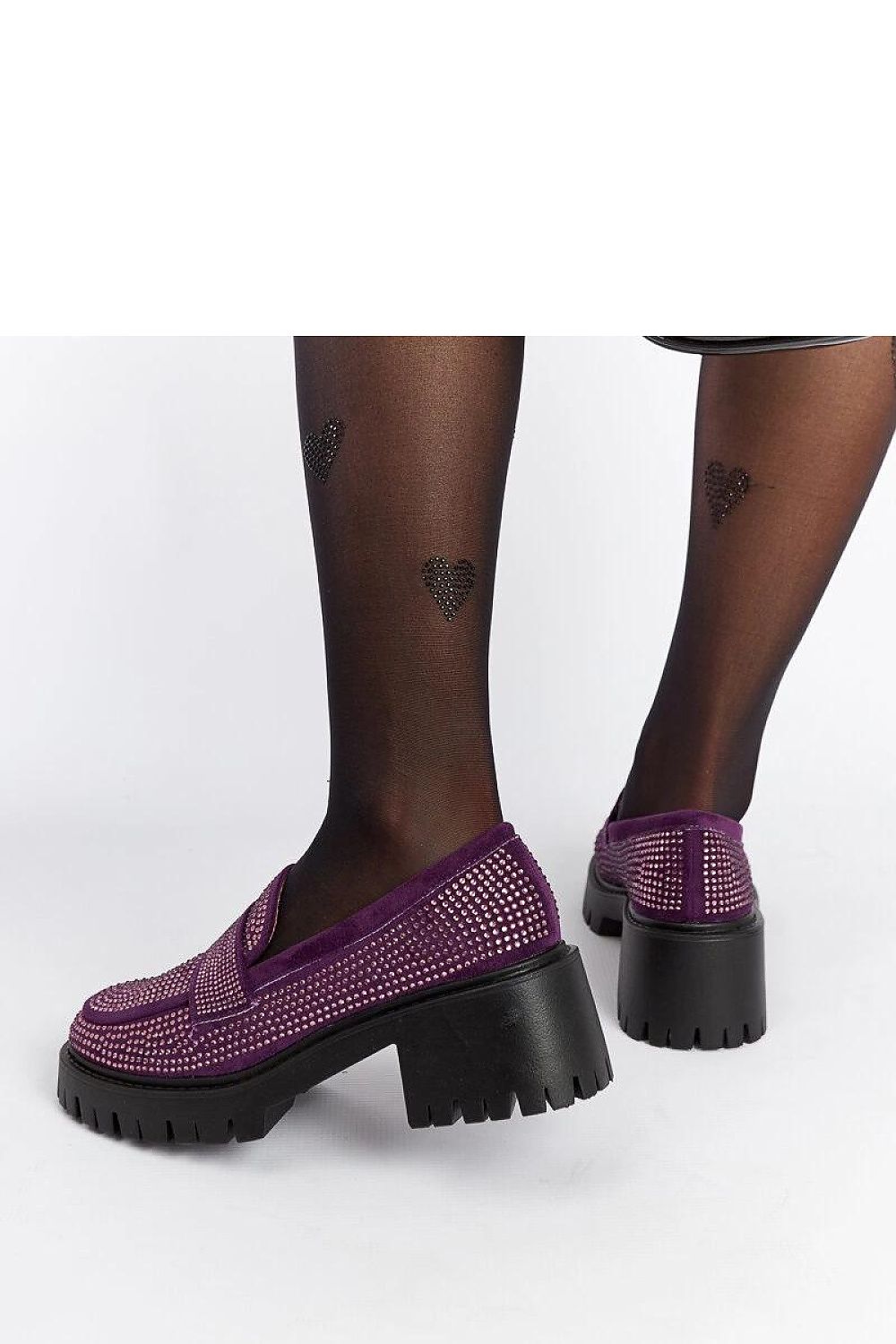   Fioletowe mokasyny na masywnym słupku Parent - Solea 