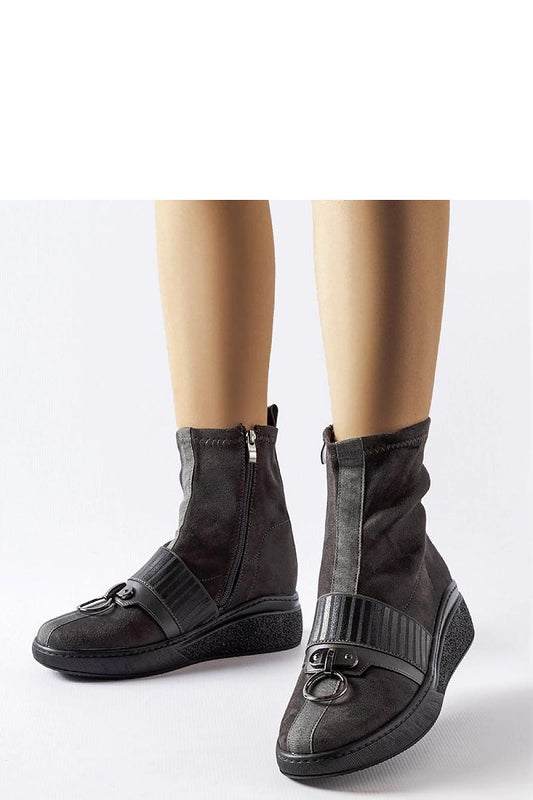   Szare skarpetkowe botki na koturnie Colonnata - Solea 