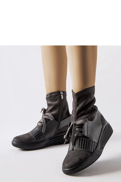   Szare skarpetkowe botki na koturnie Spoleto - Solea 