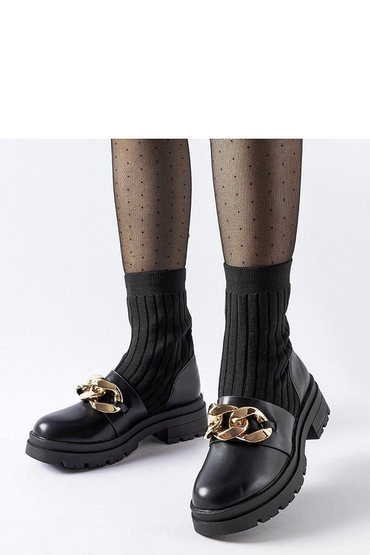   Czarne skarpetowe botki łańcuchem Giussago - Solea 