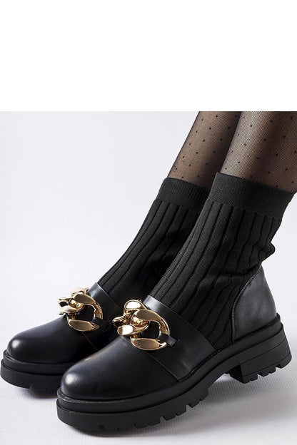  Czarne skarpetowe botki łańcuchem Giussago - Solea 