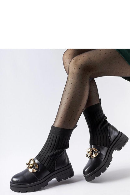   Czarne skarpetowe botki łańcuchem Giussago - Solea 
