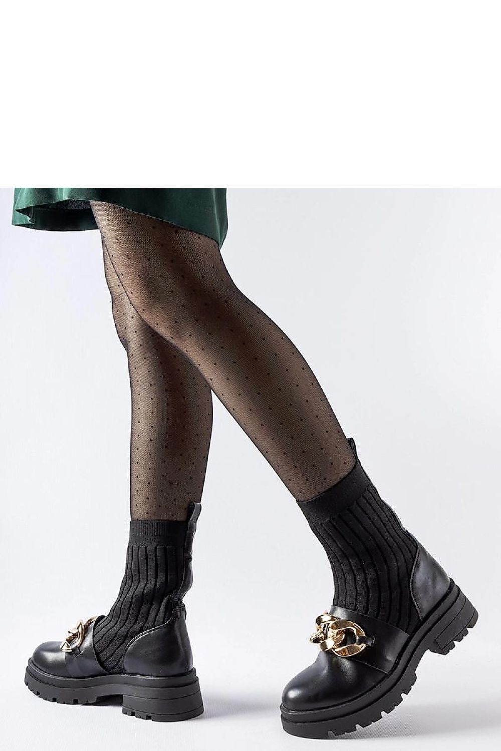   Czarne skarpetowe botki łańcuchem Giussago - Solea 