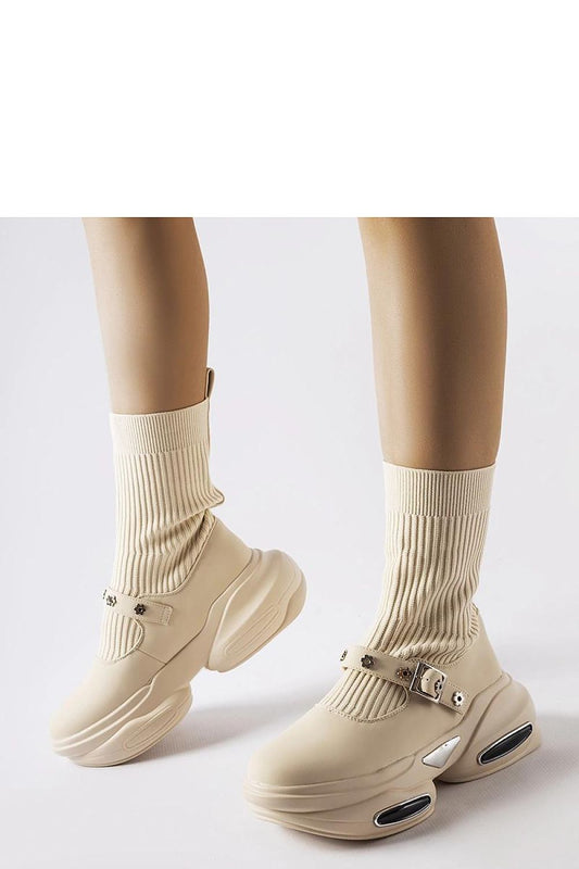   Kremowe botki ze skarpetkową cholewką Ivana - Solea 