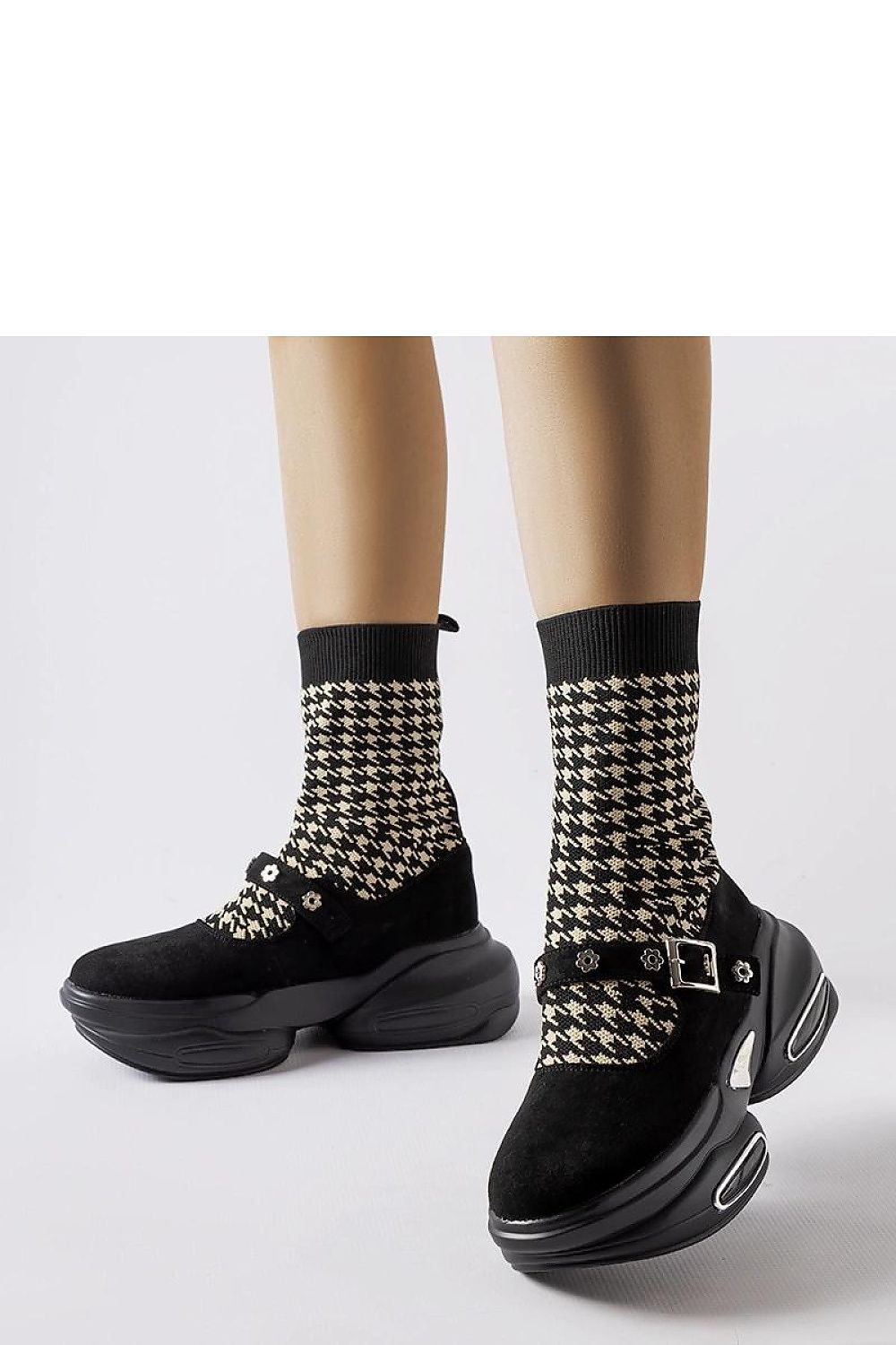   Czarne botki w pepitkę Ivana - Solea 