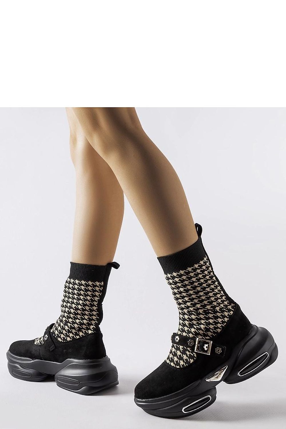   Czarne botki w pepitkę Ivana - Solea 