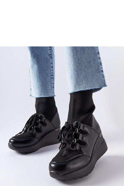   Czarne skarpetkowe botki na koturnie Rochon - Solea 