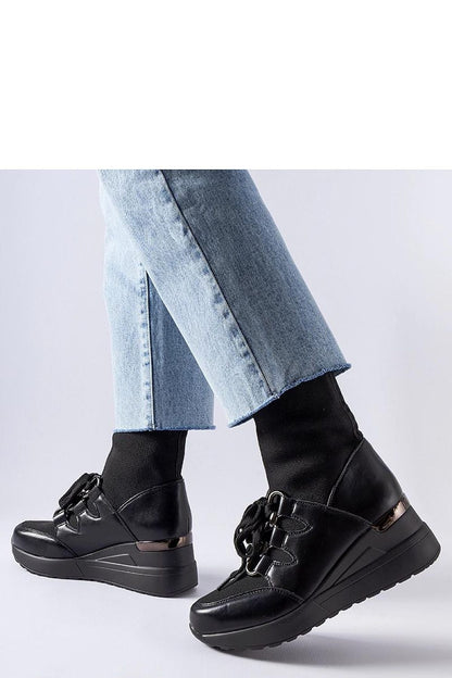   Czarne skarpetkowe botki na koturnie Rochon - Solea 