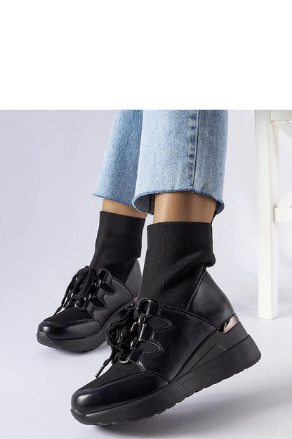   Czarne skarpetkowe botki na koturnie Rochon - Solea 