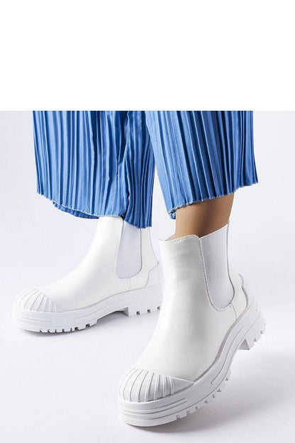   Białe workery z gumowymi wstawkami Lange - Solea 