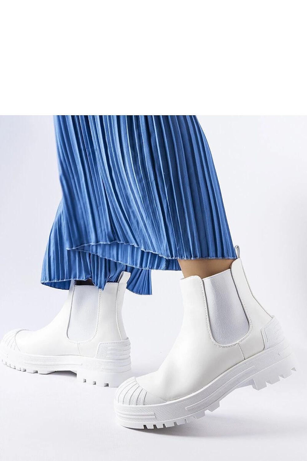   Białe workery z gumowymi wstawkami Lange - Solea 