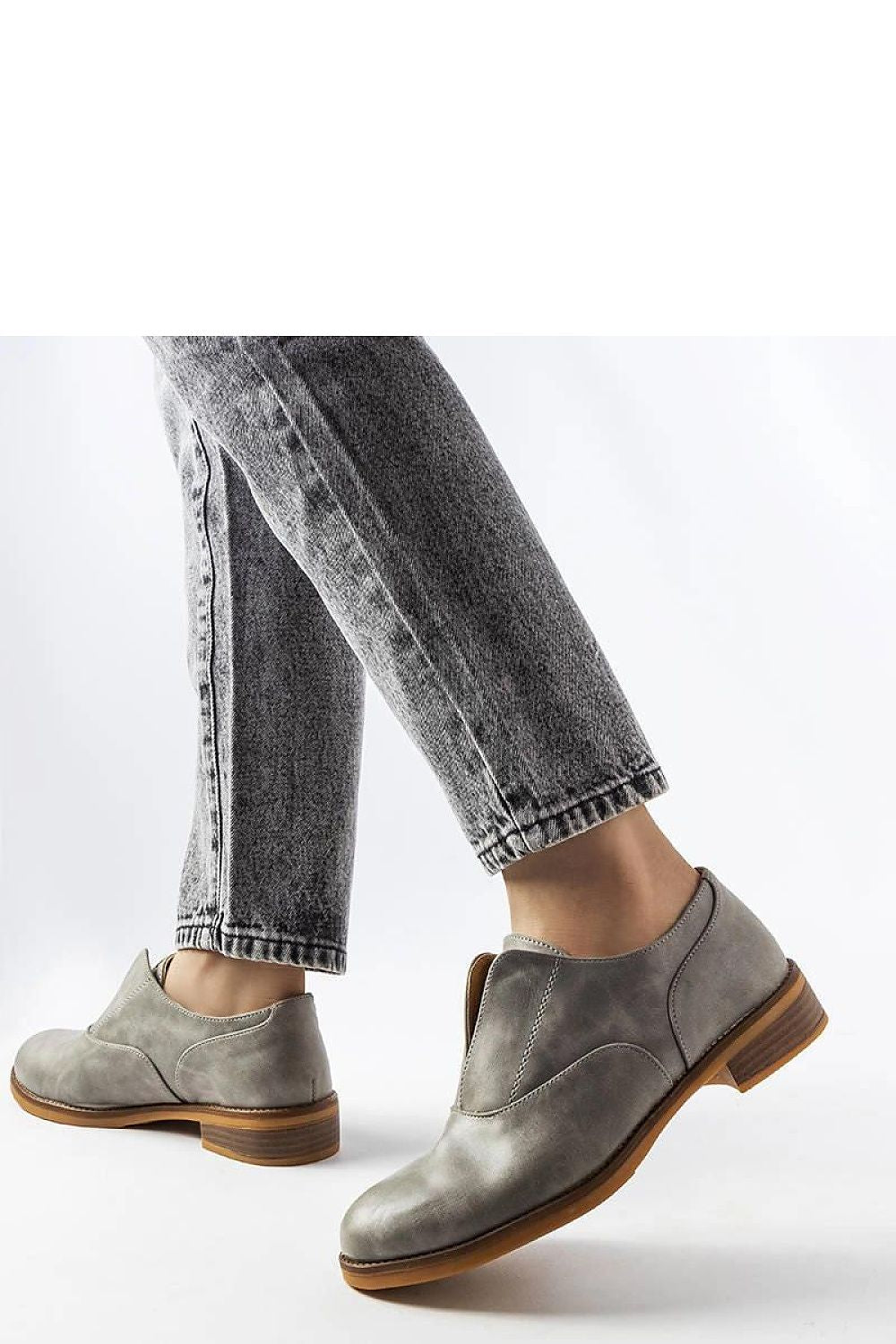   Szare półbuty z ekoskóry Burdett - okrągły nosek - Solea 