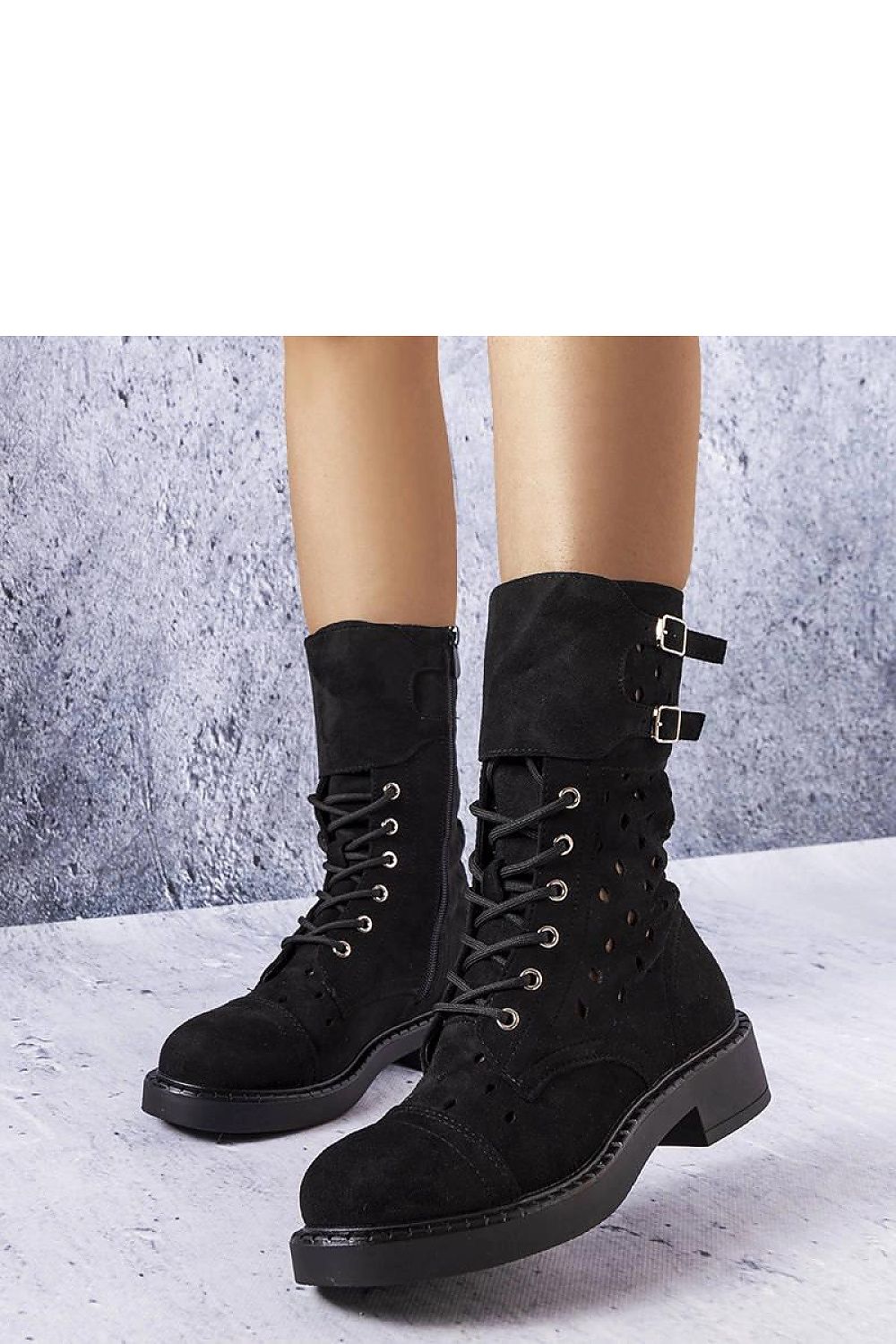   Czarne ażurowe botki Legault - Solea 