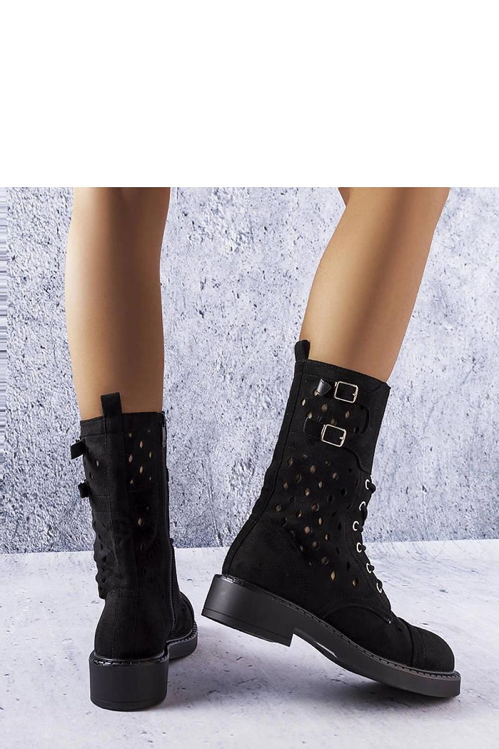   Czarne ażurowe botki Legault - Solea 