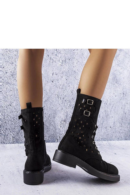   Czarne ażurowe botki Legault - Solea 