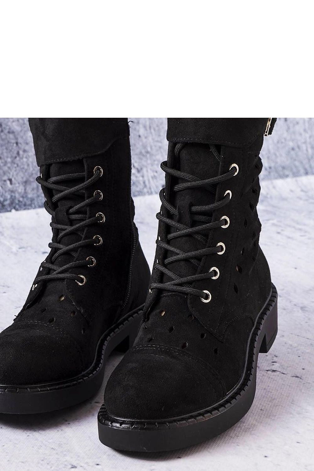   Czarne ażurowe botki Legault - Solea 