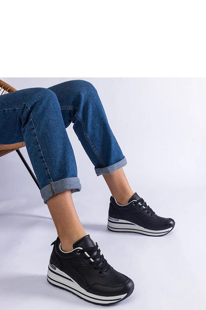   Czarne sneakersy na platformie zdobione brokatem i metaliczną wstawką Ursula - Solea 