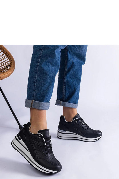   Czarne sneakersy na platformie zdobione brokatem i metaliczną wstawką Ursula - Solea 