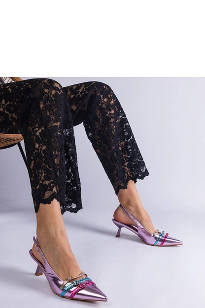   Fioletowe szpilki kaczuszki z otwartą pieta Perfecta - Solea 