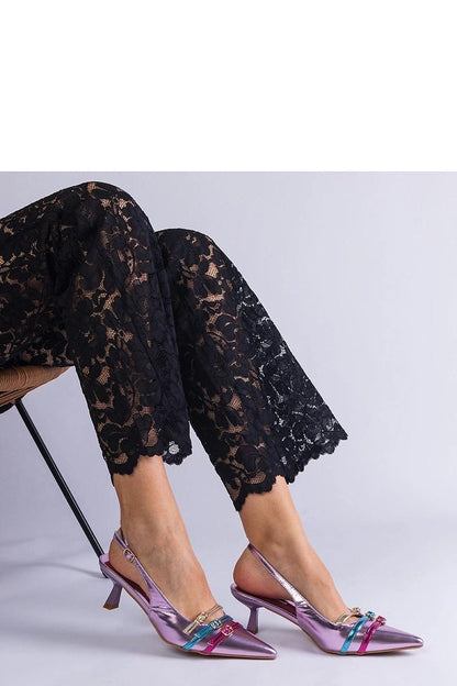   Fioletowe szpilki kaczuszki z otwartą pieta Perfecta - Solea 