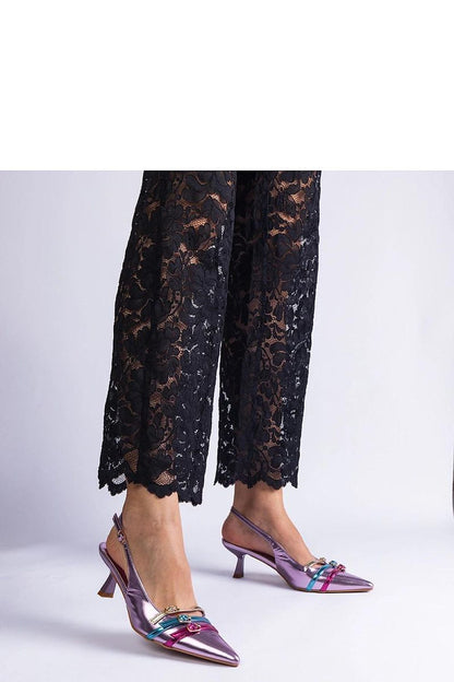   Fioletowe szpilki kaczuszki z otwartą pieta Perfecta - Solea 