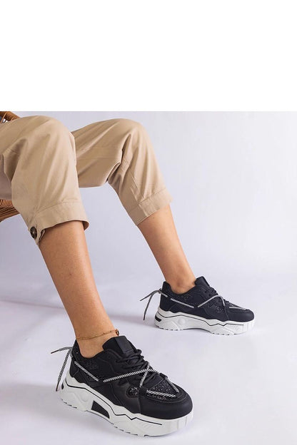   Czarne sneakersy damskie z brokatem Agar - Solea 