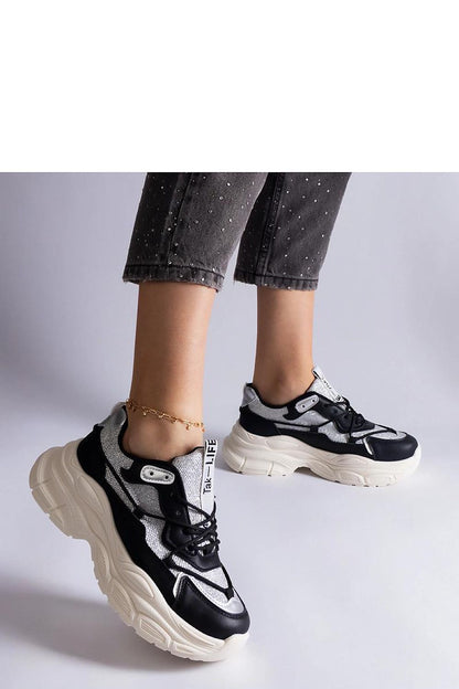   Czarne sneakersy z brokatowymi wstawkami Rigel - Solea 