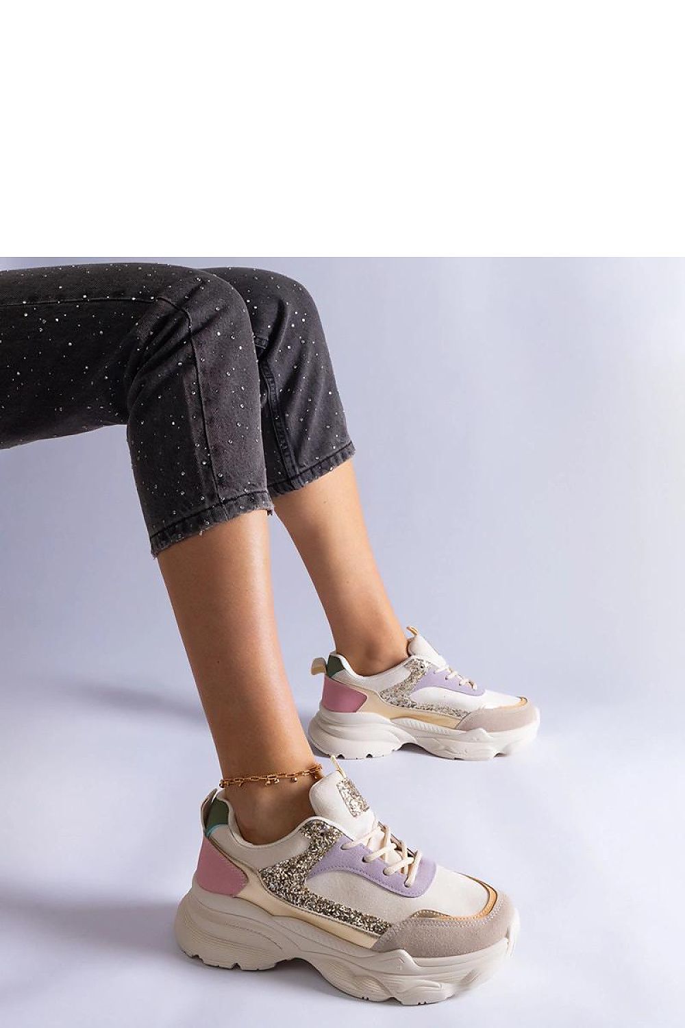   Wielokolorowe sneakersy z brokatowymi wstawkami Clorinda - Solea 