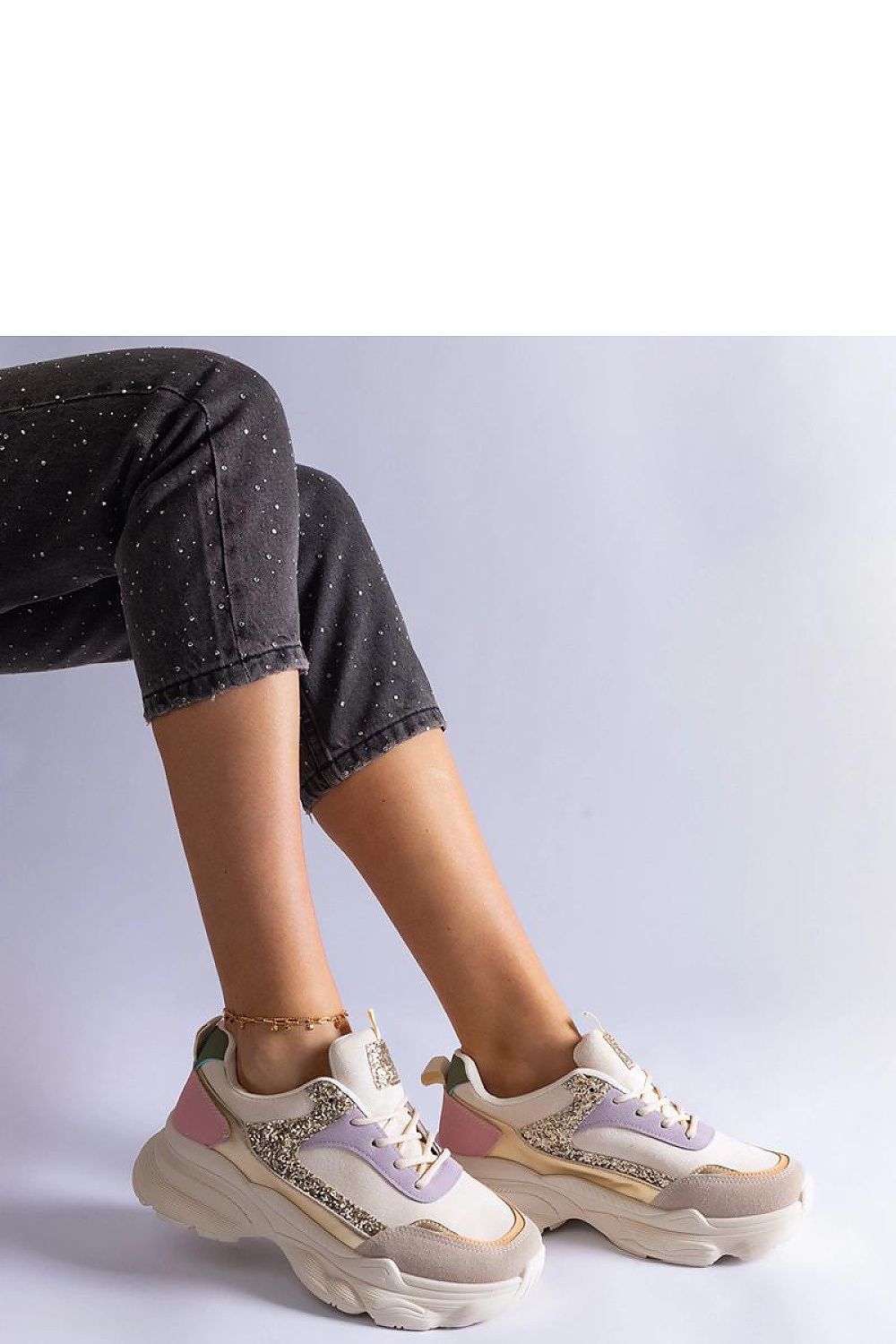   Wielokolorowe sneakersy z brokatowymi wstawkami Clorinda - Solea 