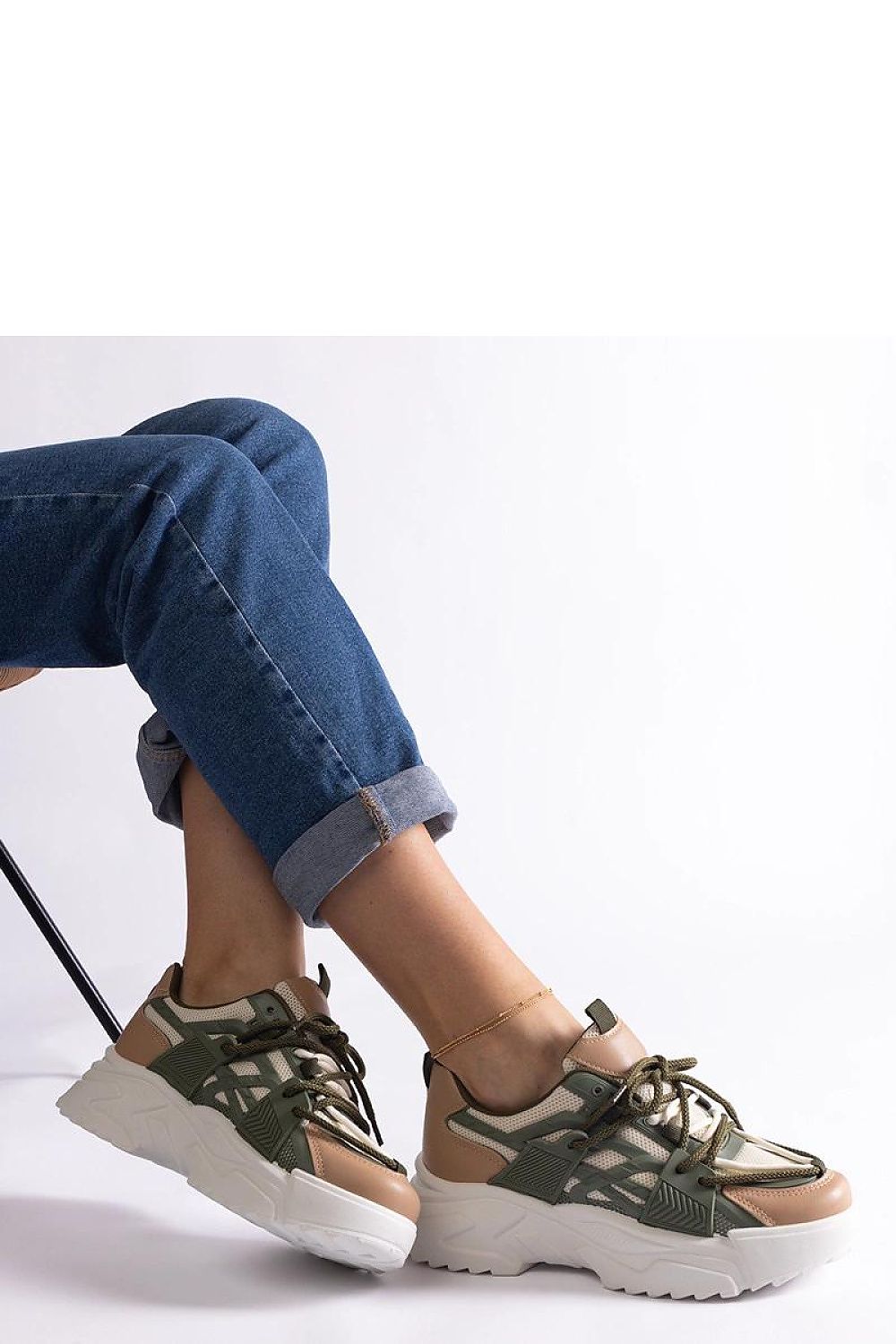   Zielono-beżowe sneakersy damskie Alva - Solea 