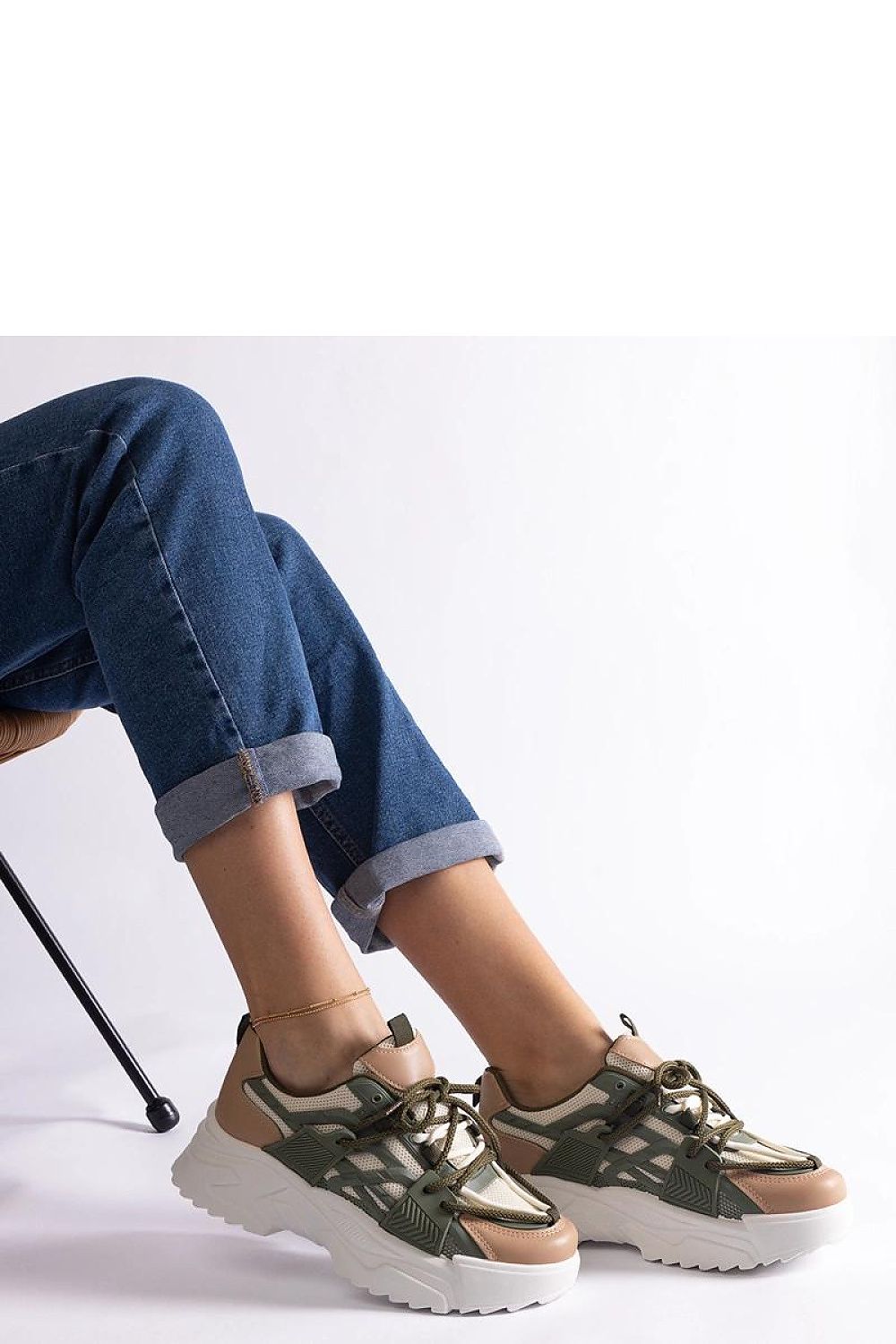   Zielono-beżowe sneakersy damskie Alva - Solea 