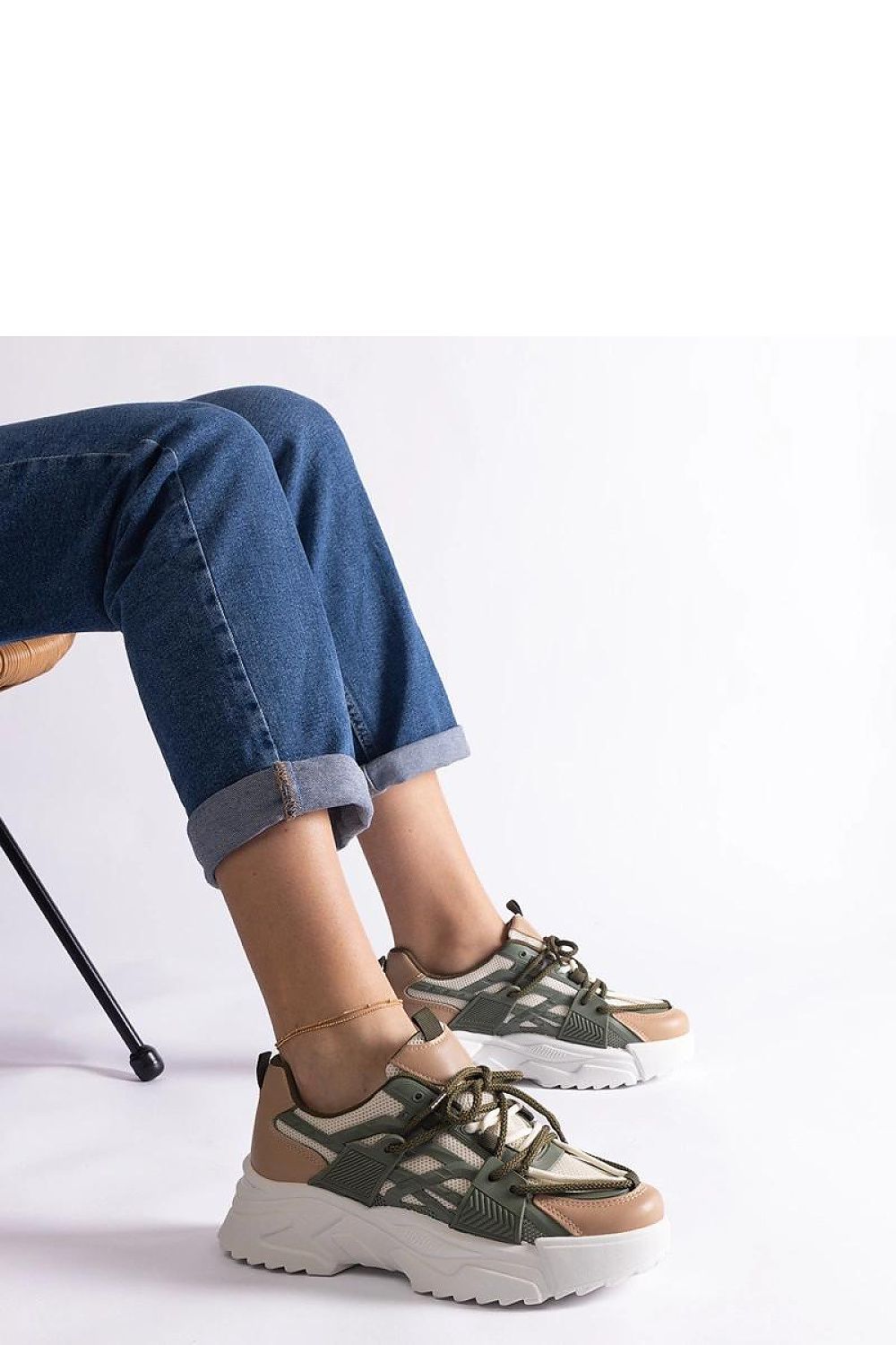   Zielono-beżowe sneakersy damskie Alva - Solea 