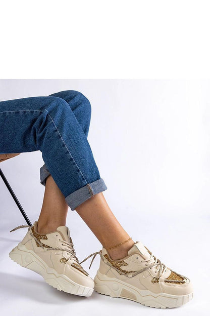   Beżowe sneakersy damskie z brokatem Agar - Solea 