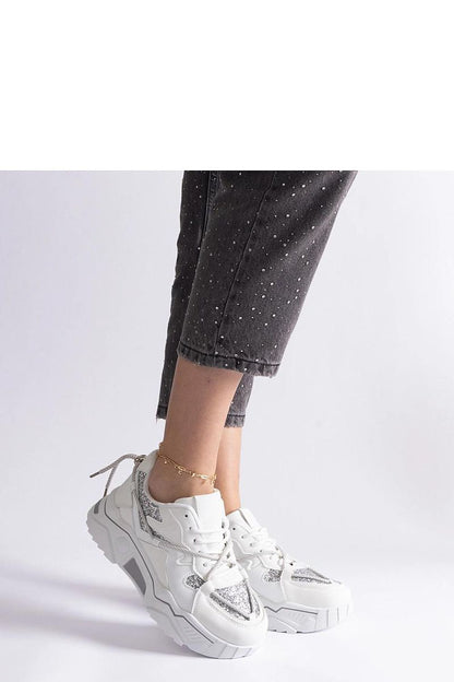   Białe sneakersy damskie z brokatem Agar - Solea 