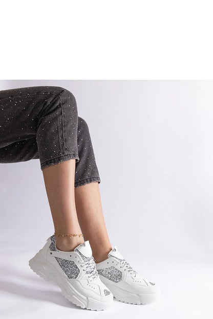   Białe sneakersy damskie z brokatowymi wstawkami Caraballo - Solea 
